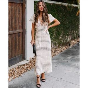 Vici Polka Dot Satin Maxi Dress